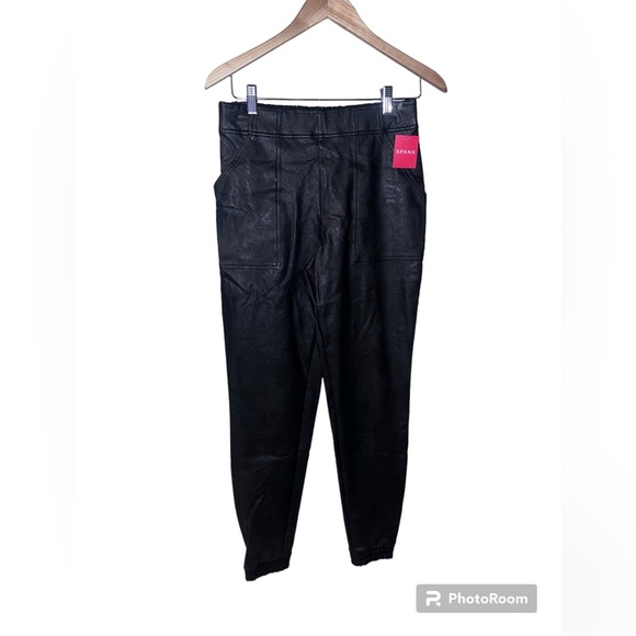 NWT SPANX Leather Like Joggers In Black Size M. - Picture 5 of 10